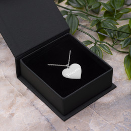 Princess - Engraved Silver Heart Necklace